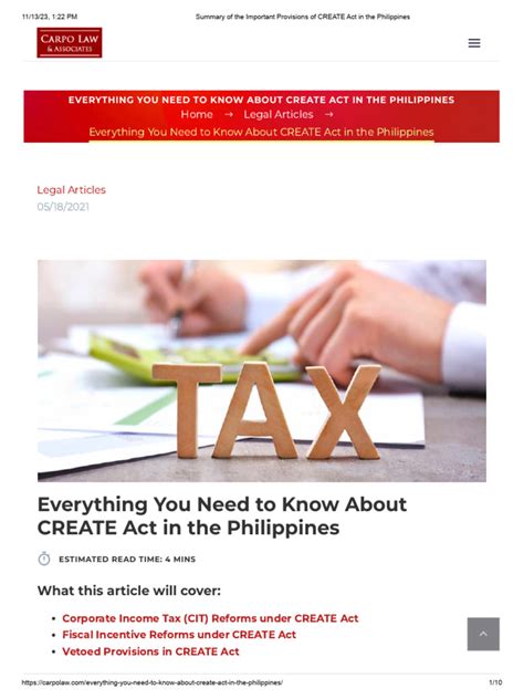 aat law philippines|Summary of the Important Provisions of CREATE Act in .